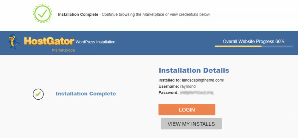 WordPress Installation Complete